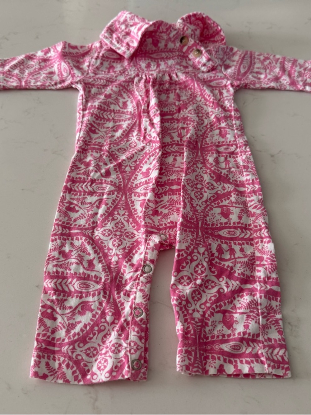 kate quinn Pink and White Patterned Baby Romper